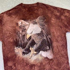 The Mountain T Shirt Mens Large Bald Eagle Burgandy Brown Tie Dye Graphic Nature