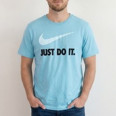 The Nike Tee Just Do It Swoosh Logo T-Shirt Short Sleeve Tee Blue Mens Size XL
