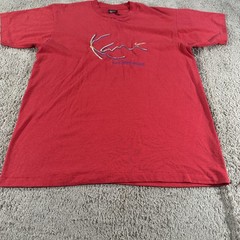 VINTAGE Karl Kani Shirt Men Large Red Single Stitch Logo Made in USA Hip Hop 90s