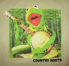 KERMIT FROG COUNTRY ROOTS T SHIRT Muppet Banjo Ain’t Easy Being Green MEDIUM