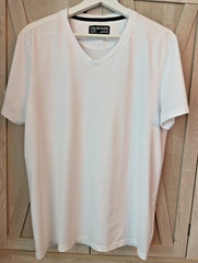 Calvin Klein Liquid Touch V-neck Mens T-shirt 100% Cotton Large White Great Cond