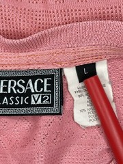 Versace V2 Mens Mesh T Shirt XL Salmon Color Rayon Nylon Mix Made in Italy