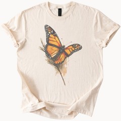 Monarch Butterfly Graphic Tee Orange Black Nature Art Print