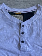 Free Planet Men’s White Henley T-Shirt XL USA Patch Cotton Short Sleeve NWOT