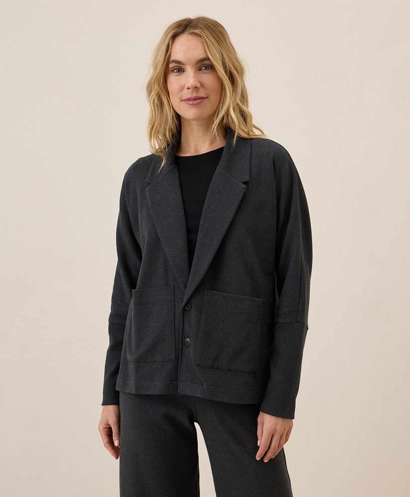 Pact Women’s Airplane Relaxed Blazer Medium Charcoal Heather Top Outerwear
