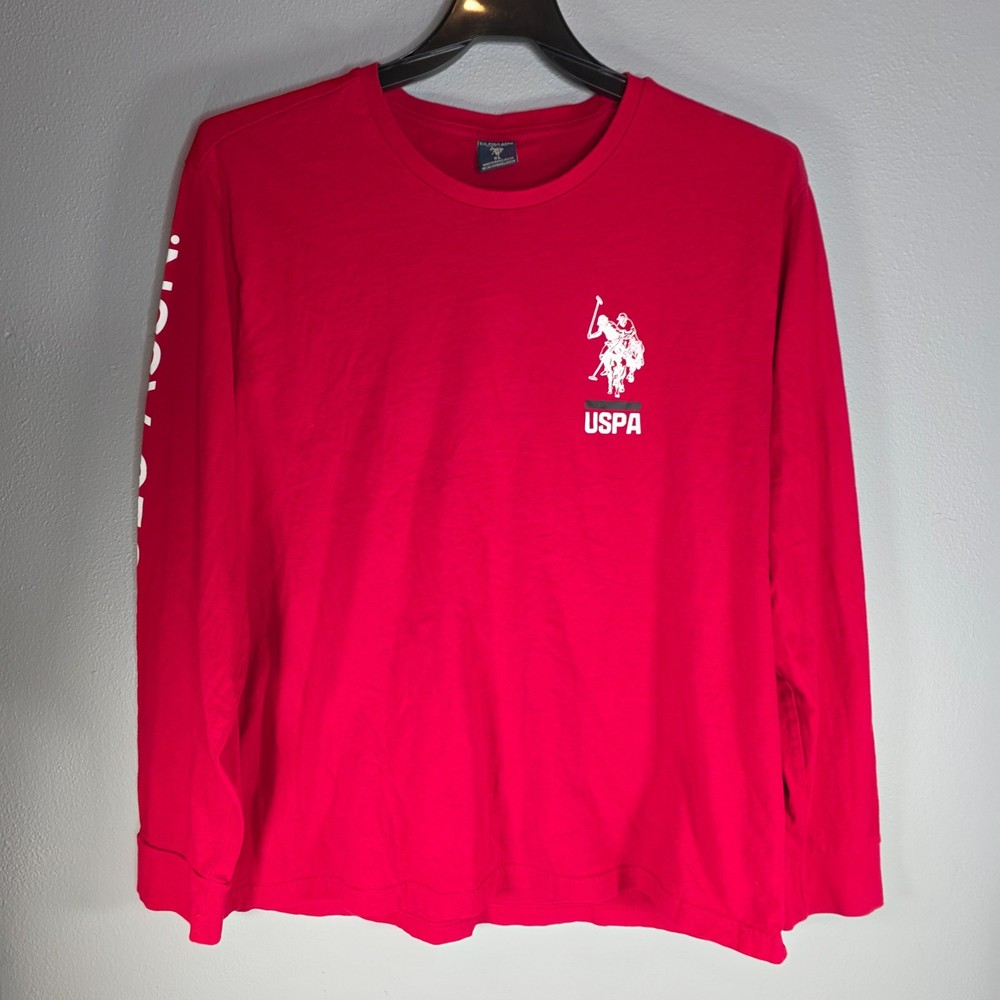 US Polo Assn Shirt Mens XL Red Long Sleeve USPA Big Logo Graphic Tee Pullover