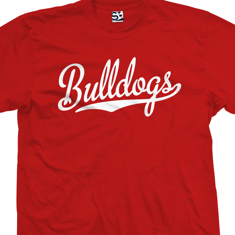 Bulldogs Script Tail Shirt – High School Sport Baseball Team Women Ladies Unisex