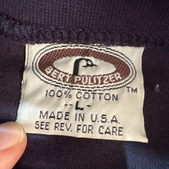 Vintage Bert Pulitzer Turtle Neck Blank Navy Blue Size L Made USA Single Stitch