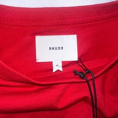 Rhude Reverse Tee Shirt Mens Extra Small Red Crew Neck Embroidered Logo Cotton