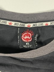 Vintage JNCO Jeans Crown Skull Graphic T Shirt Black Gray Raglan Mens XL