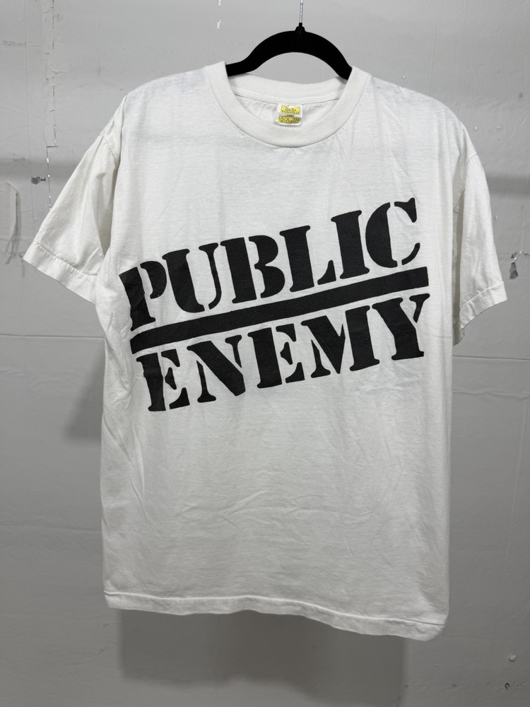 Vintage Public Enemy Shirt Large 1980s White