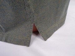 USA Vintage Gant T Shirt L/S Mens LG Gray Beige Tweed Cotton Side Vents Logo A26