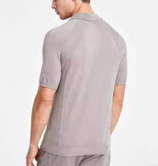 NWT Alfani Men’s XL Ribbed Raglan Sweater-Knit Polo Shirt Willow Wood Ash $50