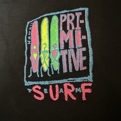 Vintage 90s Primitive Surf Team T Shirt Hawaii Neon Single Stitch Black Sz L