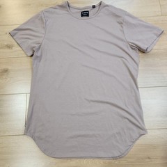 Cuts Shirt Mens 2XL Beige Elongated PYCA Pro Curve Hem Crewneck Tee Stretch
