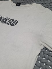 Saint Alfred Tattoo Spell Out Logo Long Sleeve Beige Pullover Shirt SZ XL