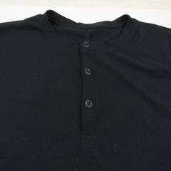 Fabletics Shirt Mens Medium Black Henley Thermal Waffle Cotton Long Sleeve A1