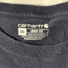 Carhartt Shirt Mens 2XL Blue Short Sleeve Pocket Tee Loose Fit Logo Free Ship!
