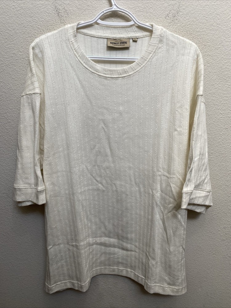 NEW Amongst Others Men’s XL Off White Drop Shoulder Boxy Short Sleeve T-Shirt