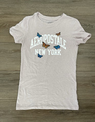 Aéropostale Classic Crew Pink Graphic Logo Butterfly T-Shirt XS Crew Neck