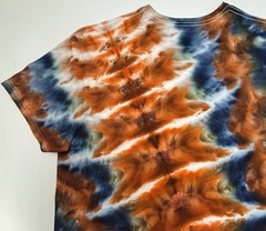 Gildan Handmade Ice Tie Dye T-Shirt Unisex Adult Size 2XL Orange Blue Tee NEW