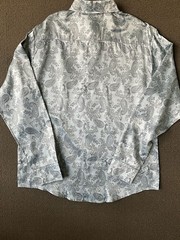 Zeroyas Men’s Long Sleeve Silver Paisley Button-Up Dress Shirt