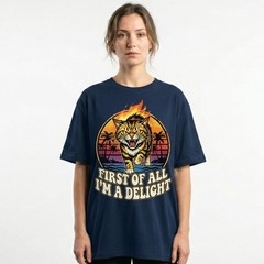 Angry Tiger Fire Eyes Tropical Beach Tee Retro Sunset Palm Trees T-Shirt