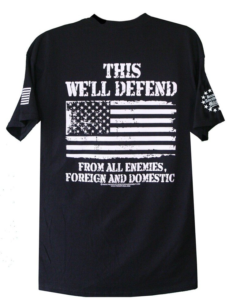 Second Amendment Militia This We’ll Defend T-Shirt 2A Gun Rights America US Flag