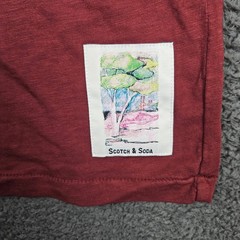 Scotch & Soda Mens Irregular Wash Red Graphic Patch T-Shirt Size M