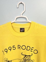 Vintage 90s Rodeo T-Shirt Yellow XL Fruit of the Loom Best USA Made Bull