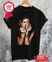Rihanna One Sided Black Cotton Tee All Sizes S-5XL Men T-shirt