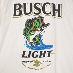 BUSCH LIGHT Beer Shirt Mens Small White Brew Fishing Bass Casual Hunting NWT