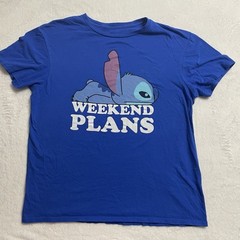 Disney Blue Stitch ‘Weekend Plans’ Lazy Sleepy Tee, Large