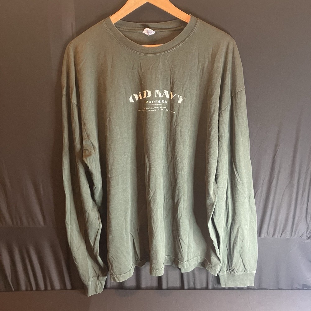 Vintage 90s Old Navy Trademark Logo Long Sleeve T-Shirt size XXL