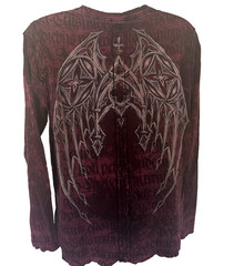 Vintage Affliction Buckle Shirt 2XL Burgundy Lava Wash Goth Y2K Grunge Mall USA