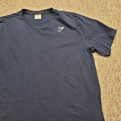 Gymshark Shirt Mens XL Blue Short Sleeve Embroidered Logo Activewear Gym