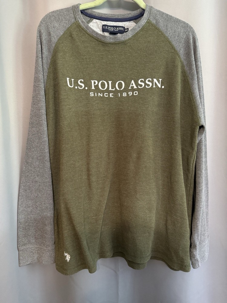 U.S. Polo Association USPA Long Sleeve Tee Shirt 2XL Green Gray