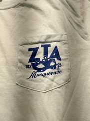 Zeta Tau Alpha ZTA Sorority Masquerade 2023 Formal DJ Pocket T-Shirt Blue Large
