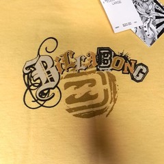 Y2K Billabong Surf T-shirt Mens Large Yellow Magazine Cut Spellout Logo