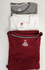 Lot 3Hanes t-shirt Mens XL Shirts 1 Short /2 Long Sleeve Hanes Striped Red White