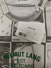 $186 Helmut Lang Men’s Cotton White Graphic Crewneck T-Shirt Size XS
