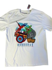 Pacer Honduras Bird Graphic Men’s T-Shirt L Parrot Toucan White Black Blue