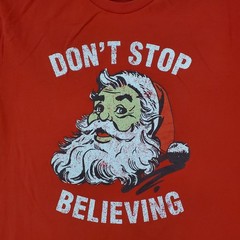 Don’t Stop Believing Santa Shirt Mens XL Red Holiday Time Christmas Tee