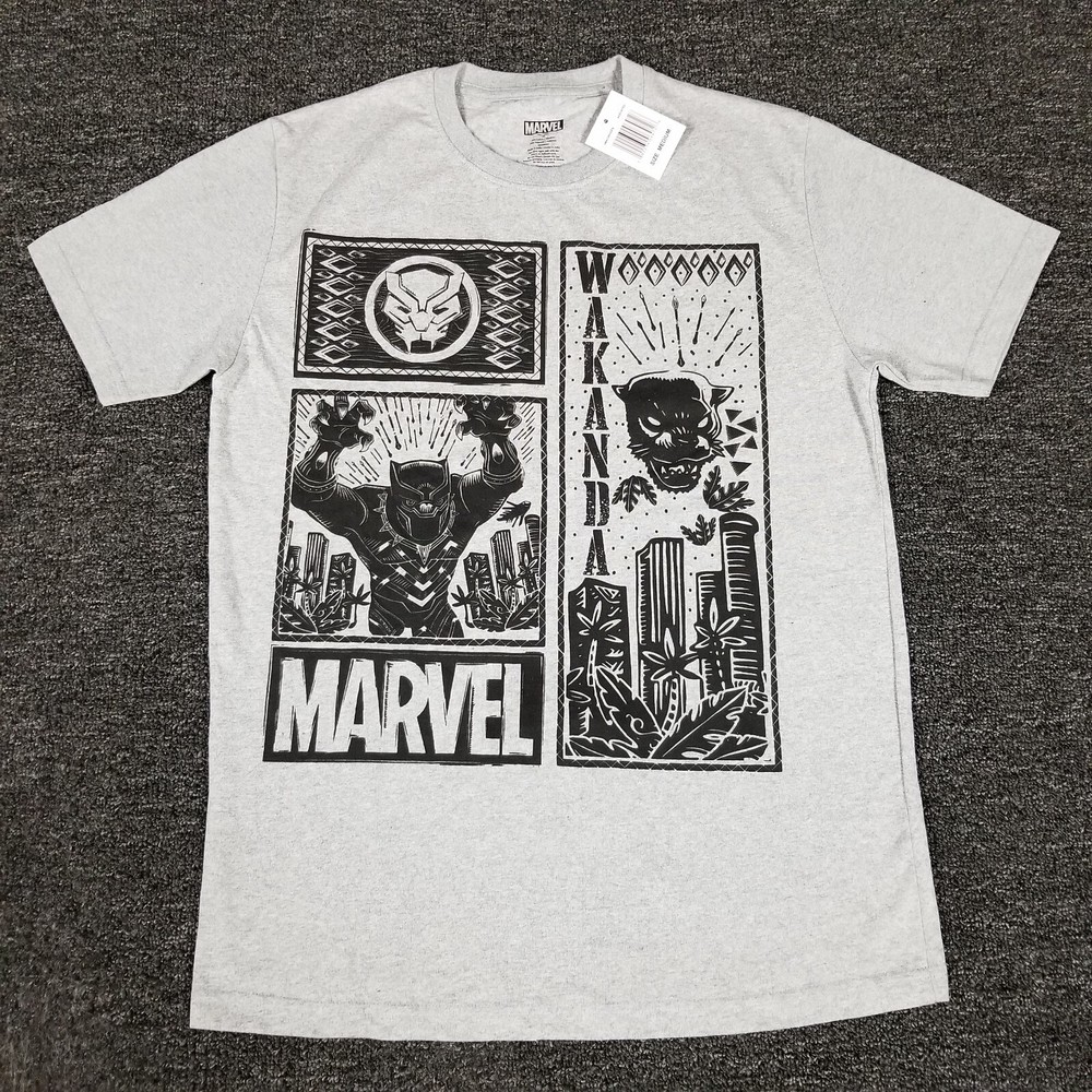 Marvel Shirt Mens Medium Black Panther Wakanda Crew Neck Short Sleeve Casual Tee