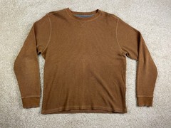 Members Mark T-Shirt Mens Large Ribbed V-Notch Thermal Waffle Knit Brown