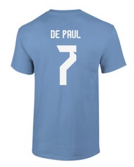 Argentina Soccer #7 Rodrigo De Paul World Football Adult and Youth T-Shirt