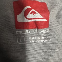 Quiksilver T Shirt Mens Large Heathered Gray Cotton Logo Print Straight Hem
