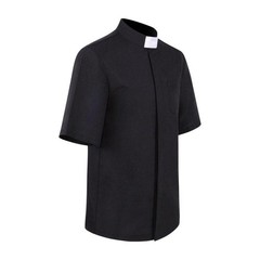 Men’s Tab Collar Short Sleeves Clergy Shirts for Priest Pastor Church Costume