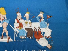 Vintage Backfield In Moon Cartoon Sex Dirty Humor Men’s XL T-shirt Turquoise 90s