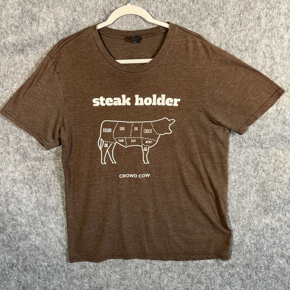 District Very Important Tee Men’s L Brown Crowd Cow Steak Holder Meat Lover